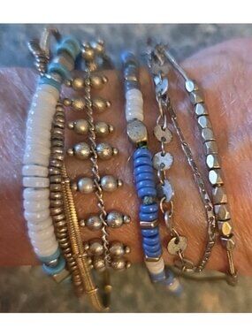 Stella & Dot Blue Wrap Bracelet or Necklace Adjustable 29.5" Long